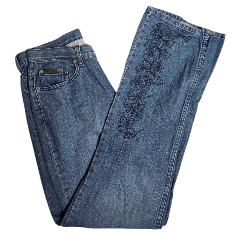 VINTAGE Y2K Calvin Klein embroidered‎ floral bootcut flare jeans 6